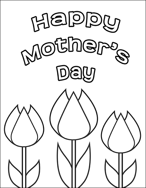Online coloring book: Coloring book of three tulips for Mothers Day